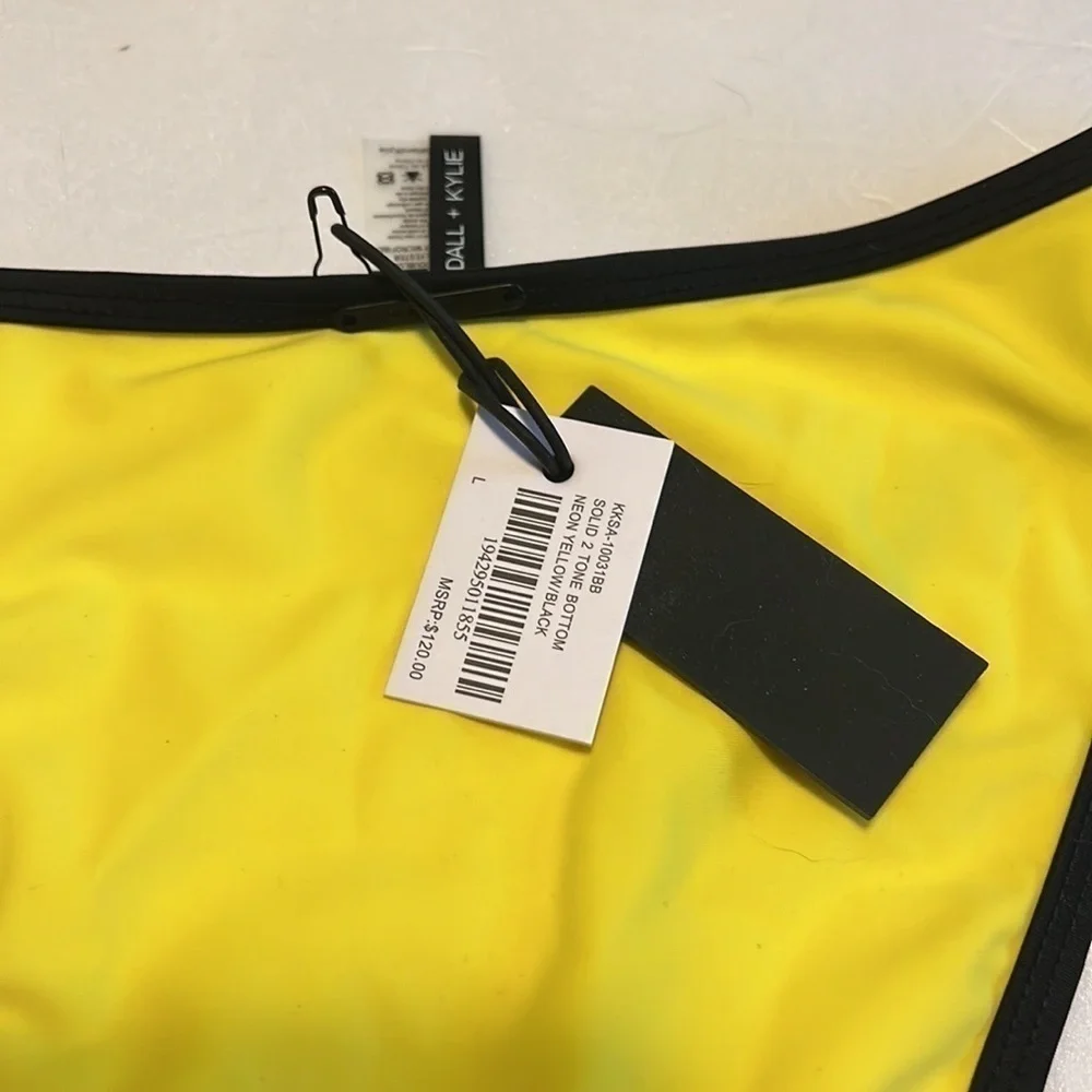 NWT Kendall + Kylie Neon Yellow 2 Tone Bikini Size Large